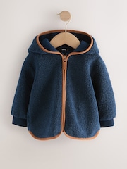 Navy Blue Hooded Fleece Zip Through Jacket (3mths-7yrs) - Image 1 of 4