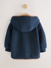 Navy Blue Hooded Fleece Zip Through Jacket (3mths-7yrs) - Image 2 of 4