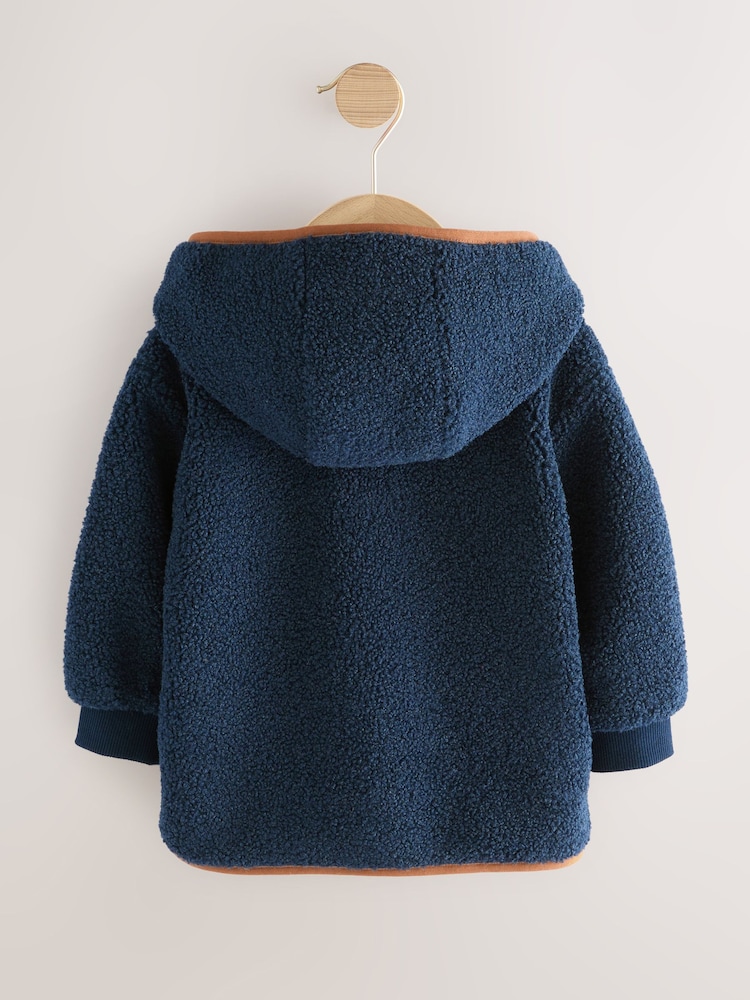 Navy Blue Hooded Fleece Zip Through Jacket (3mths-7yrs) - Image 2 of 4