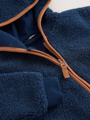 Navy Blue Hooded Fleece Zip Through Jacket (3mths-7yrs) - Image 4 of 4