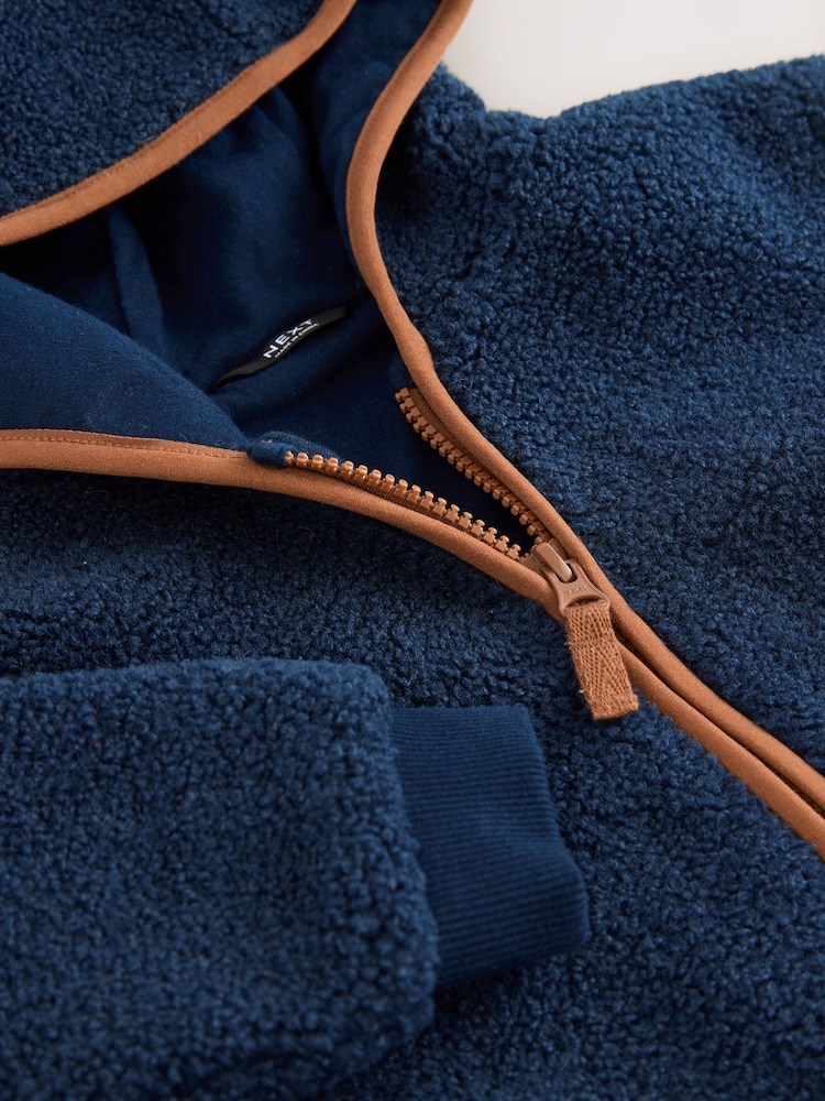 Navy Blue Hooded Fleece Zip Through Jacket (3mths-7yrs) - Image 4 of 4