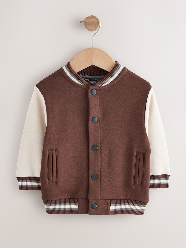 Chocolate Brown Jersey Bomber Jacket (3mths-7yrs) - Image 1 of 4