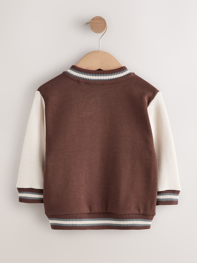 Chocolate Brown Jersey Bomber Jacket (3mths-7yrs) - Image 2 of 4