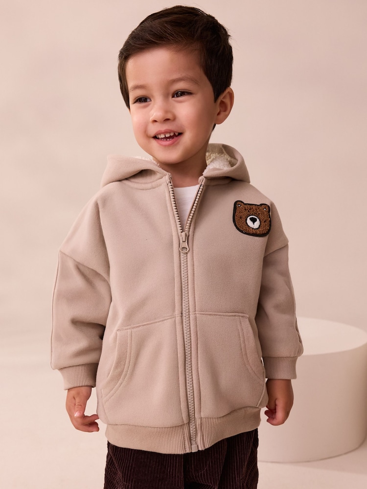 Stone Borg Lined Zip Through Hoodie (3mths-7yrs) - Image 1 of 10