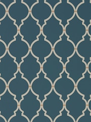 Sanderson Indigo Linen Empire Trellis Wallpaper Sample - Image 1 of 1