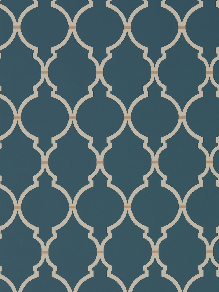 Sanderson Indigo Linen Empire Trellis Wallpaper Sample - Image 1 of 1