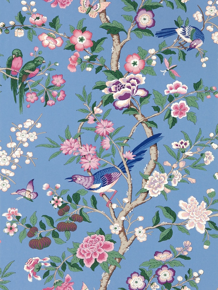 Sanderson Blueberry Purple Chinoiserie Hall Wallpaper Sample - Image 1 of 1