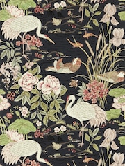 Sanderson Ink Black Multi Crane Frog Wallpaper Sample - Image 1 of 1