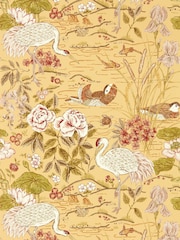 Sanderson Honey Olive Crane Frog Wallpaper Sample - Image 1 of 1