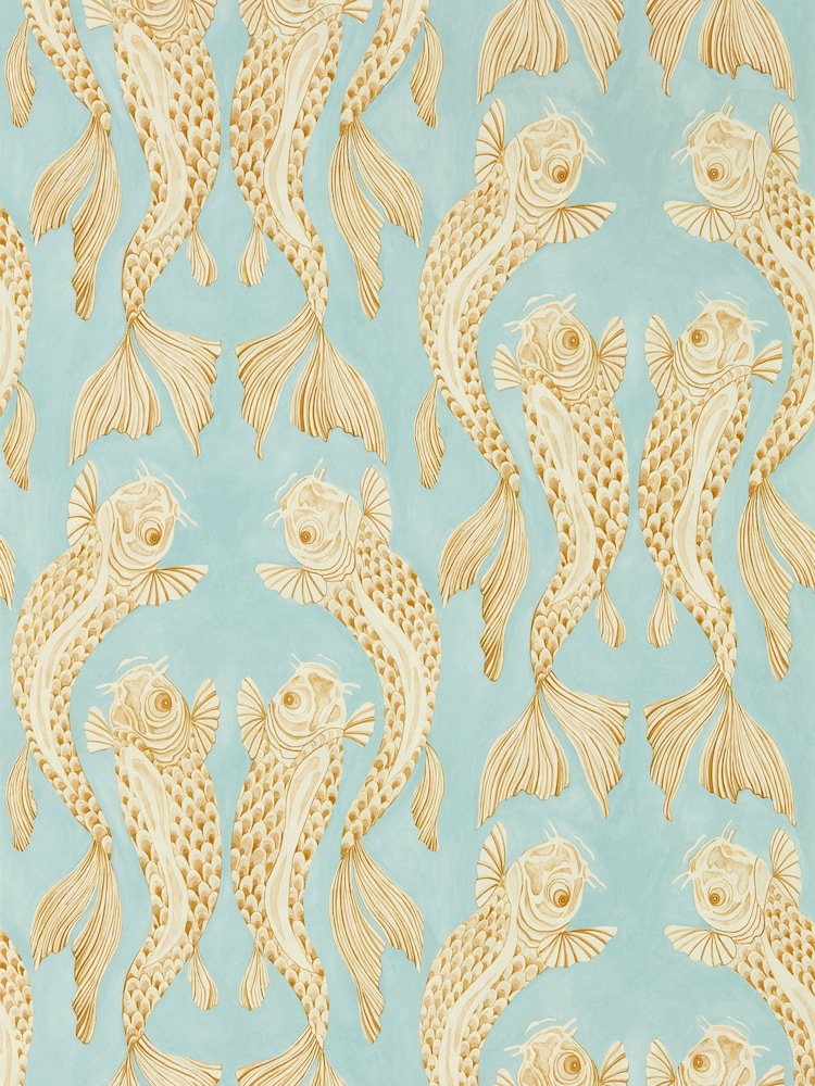 Sanderson Clear Sky Persimmon Voyaging Koi Wallpaper Sample - Image 1 of 1