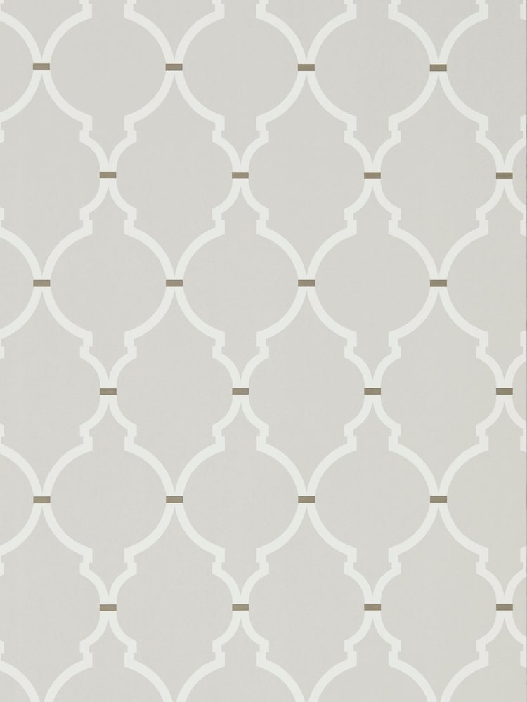 Sanderson Silver Calico Empire Trellis Wallpaper Sample - Image 1 of 1