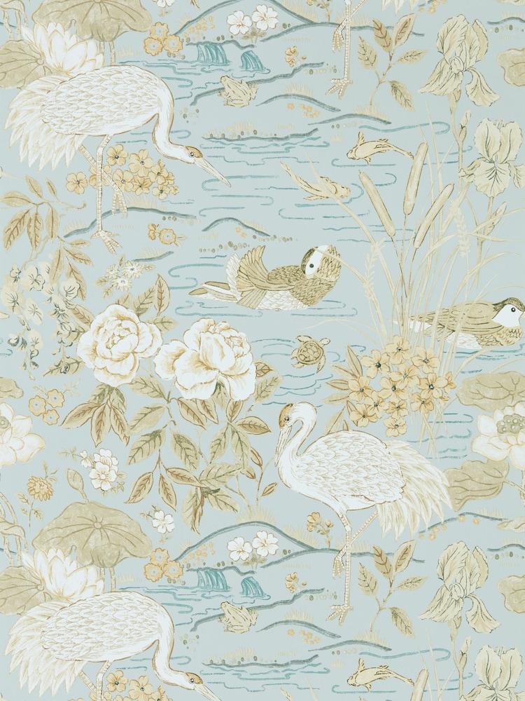 Sanderson Sky Honey Crane Frog Wallpaper Sample - Image 1 of 2