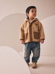 Tan Brown Hooded Fleece Zip Through Jacket (3mths-7yrs) - Image 1 of 9