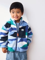 Blue/White Patterned Zip Through Fleece (3mths-7yrs) - Image 1 of 9