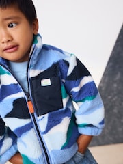 Blue/White Patterned Zip Through Fleece (3mths-7yrs) - Image 4 of 9
