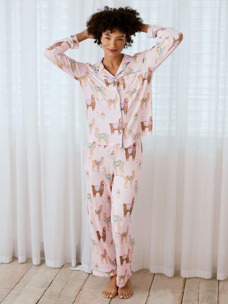 Conjunto de pijama largo con estampado de Chelsea Peers - Imagen 1 de 5 Conjunto de pijama largo con estampado de Chelsea Peers - Imagen 1 de 5