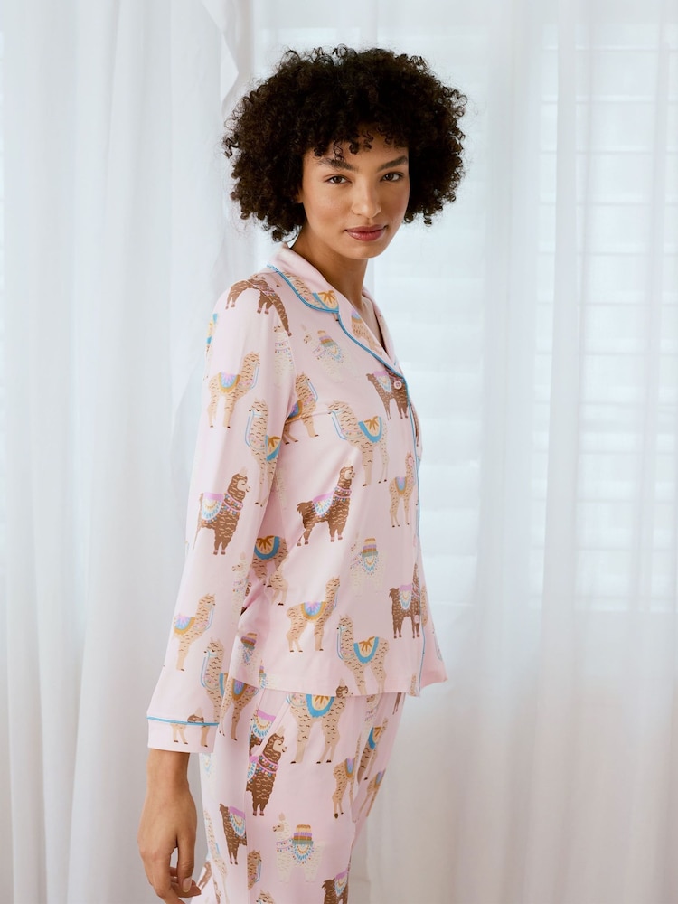 Chelsea Peers Pink Print Long Pyjamas Set - Image 5 of 5