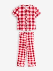 Chelsea Peers Red Gingham Heart Print Long Pyjama Set - Image 6 of 8