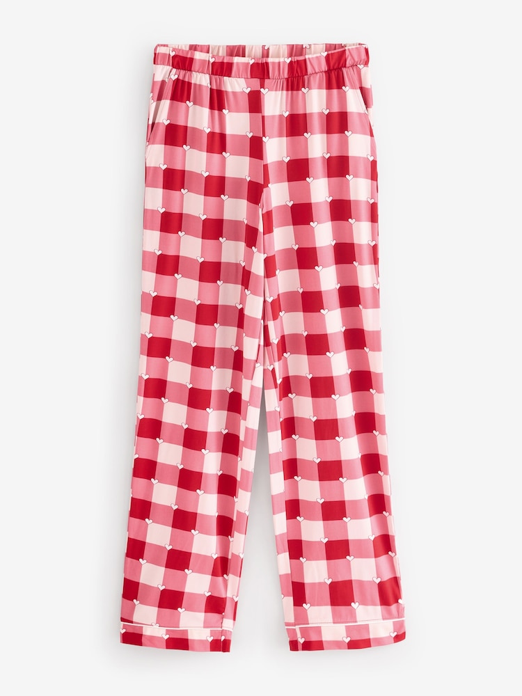 Chelsea Peers Red Gingham Heart Print Long Pyjama Set - Image 8 of 8