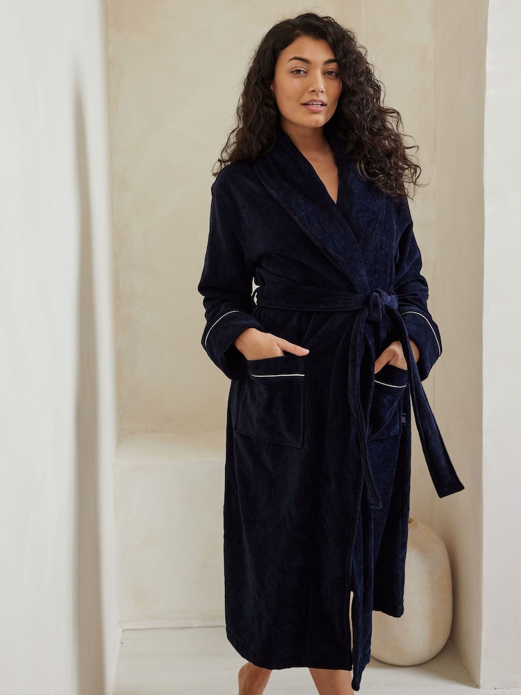 Azul - Chelsea Peers 100% Cotton Towelling Dressing Gown - Imagen 2 de 5 Azul - Chelsea Peers 100% Cotton Towelling Dressing Gown - Imagen 2 de 5