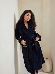Chelsea Peers Blue 100% Cotton Towelling Dressing Gown - Image 4 of 5