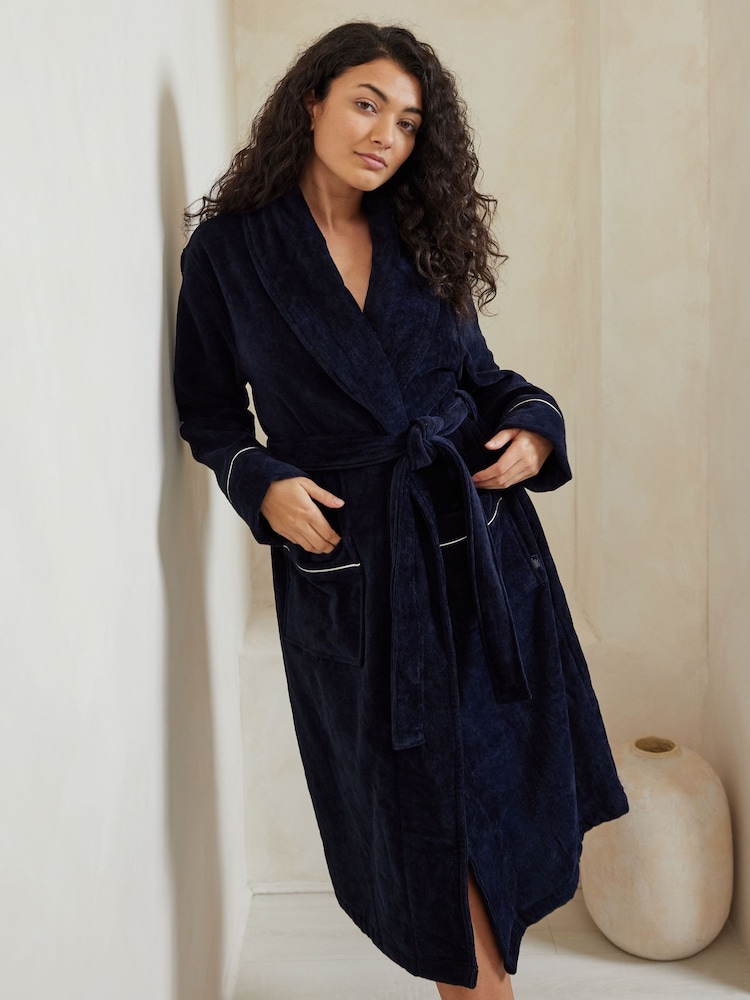 Azul - Chelsea Peers 100% Cotton Towelling Dressing Gown - Imagen 5 de 5 Azul - Chelsea Peers 100% Cotton Towelling Dressing Gown - Imagen 5 de 5