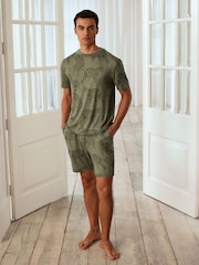 Chelsea Peers Green Short Pyjamas Tiger Print Short Pyjamas Set - Image 1 of 1