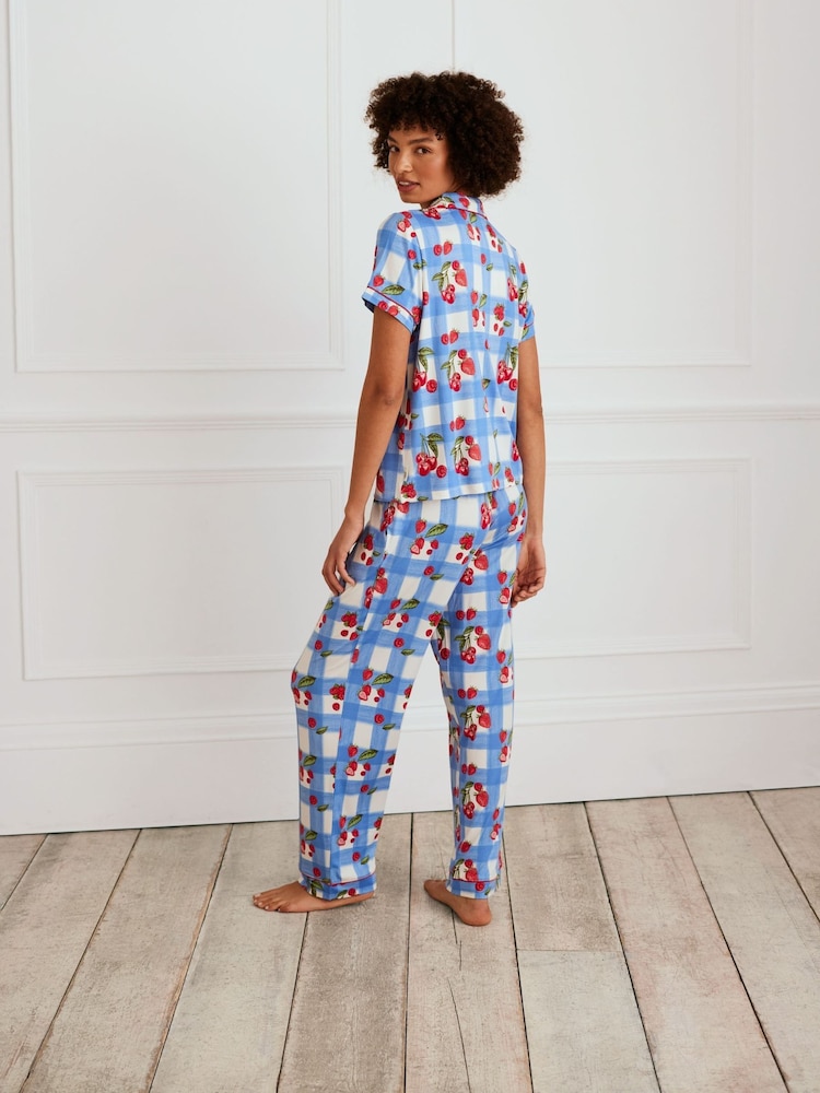 Chelsea Peers Berries & Gingham Print Long Pyjamas Set - Image 3 of 5