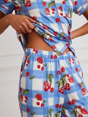Chelsea Peers Berries & Gingham Print Long Pyjamas Set - Image 4 of 5