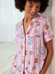 Chelsea Peers Pink Cake Print Short Pyjamas Set - Image 3 of 7