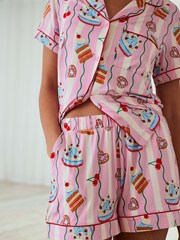 Chelsea Peers Pink Cake Print Short Pyjamas Set - Image 4 of 7