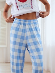 Chelsea Peers Kiss Print Gingham Long Pyjamas Set - Image 4 of 5