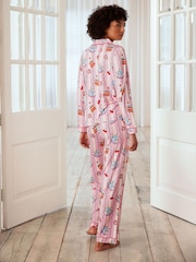Chelsea Peers Pink Trouser Pyjamas Cake Print Long Pyjamas Set - Image 3 of 5