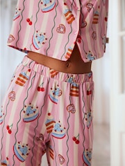 Chelsea Peers Pink Trouser Pyjamas Cake Print Long Pyjamas Set - Image 4 of 5