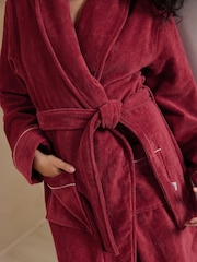 Chelsea Peers Red 100% Cotton Towelling Dressing Gown - Image 5 of 5