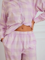 Chelsea Peers 100% Cotton Gingham Frill Long Pyjamas Set - Image 4 of 5