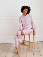 Chelsea Peers 100% Cotton Gingham Frill Long Pyjamas Set - Image 5 of 5