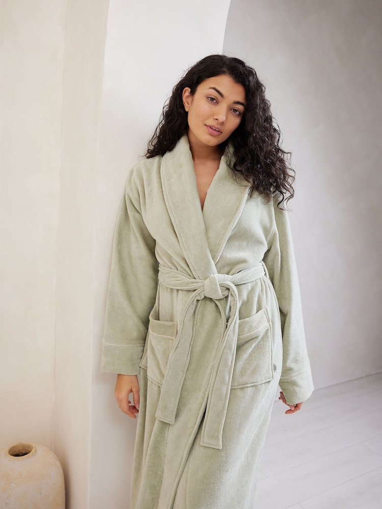 Chelsea Peers Green 100% Cotton Towelling Dressing Gown - Image 5 of 5