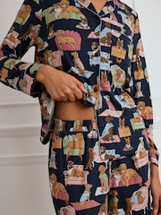 Chelsea Peers Dogs Night In Print Long Pyjamas Set - Imagen 4 de 5