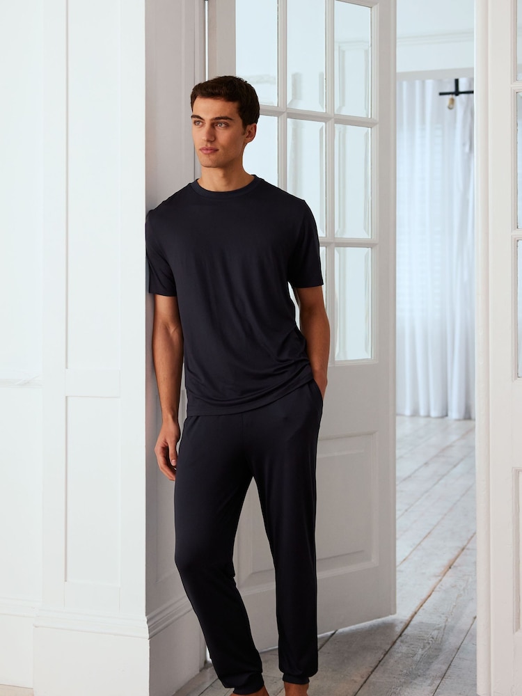 Chelsea Peers Blue Crew Neck Short Pyjamas Set - Image 1 of 3