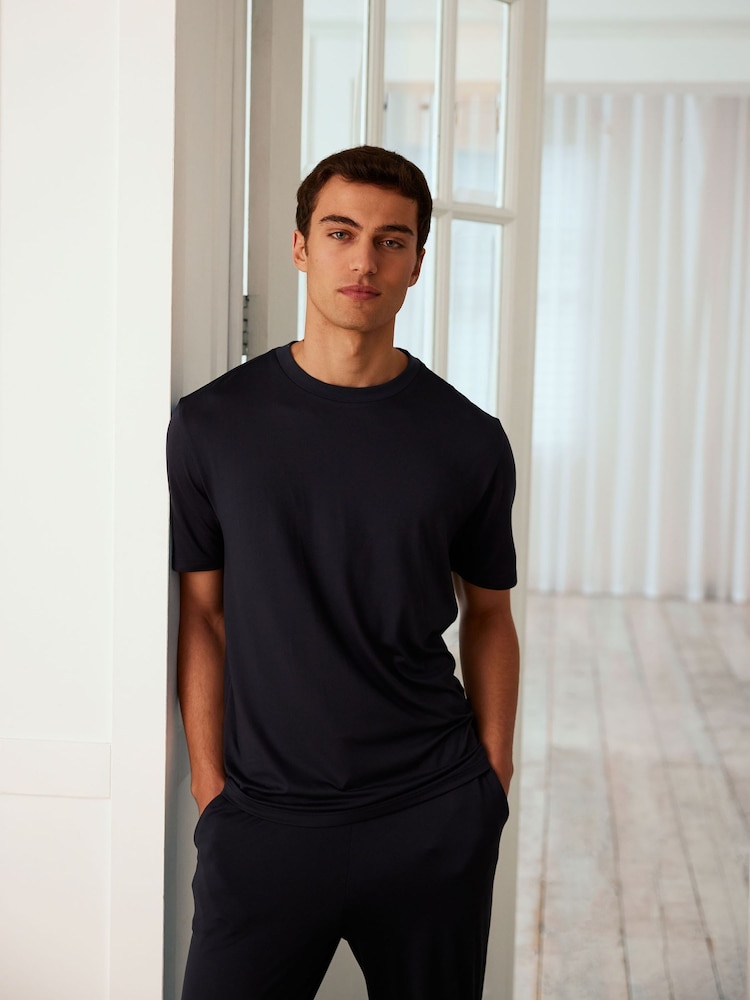 Chelsea Peers Blue Crew Neck Short Pyjamas Set - Image 3 of 3