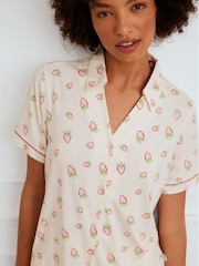 Chelsea Peers White Short Pyjamas Strawberry Print Long Pyjamas Set - Image 2 of 5