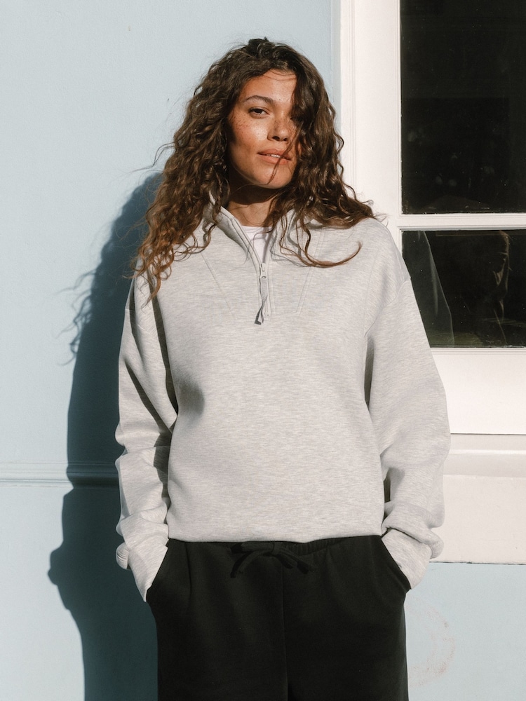 Chelsea Peers Grey Scuba Quarter Zip Sweatshirt - Image 5 of 5 Chelsea Peers Grey Scuba Quarter Zip Sweatshirt - Image 5 of 5