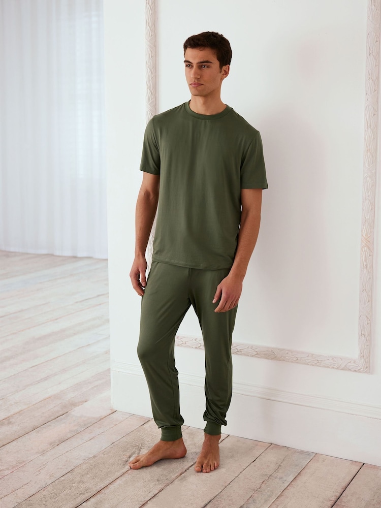أخضر - Chelsea Peers Crew Neck Short Pyjamas Set - صورة 1 من 4 أخضر - Chelsea Peers Crew Neck Short Pyjamas Set - صورة 1 من 4