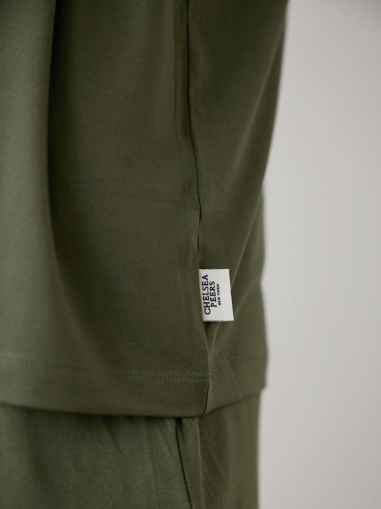 أخضر - Chelsea Peers Crew Neck Short Pyjamas Set - صورة 4 من 4 أخضر - Chelsea Peers Crew Neck Short Pyjamas Set - صورة 4 من 4