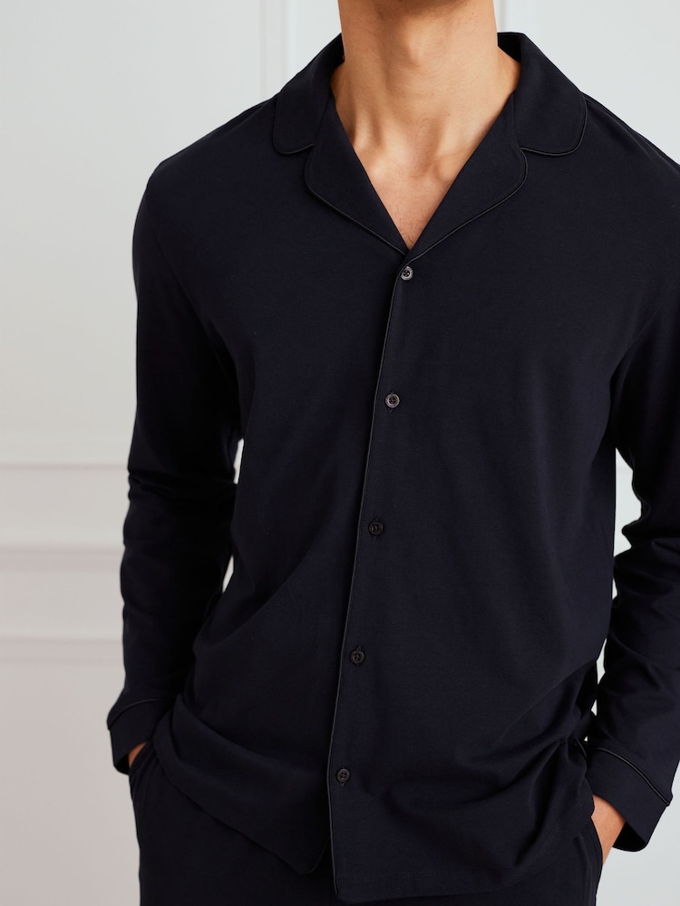Chelsea Peers Blue 100% Organic Cotton Button Up Long Pyjamas Set - Image 2 of 4