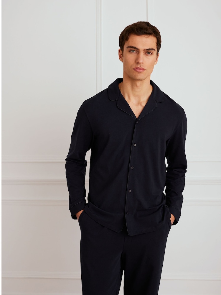 Chelsea Peers Blue 100% Organic Cotton Button Up Long Pyjamas Set - Image 4 of 4