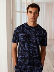 Chelsea Peers Blue Crocodile Print Short Pyjamas Set - Image 2 of 4