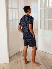 Chelsea Peers Blue Crocodile Print Short Pyjamas Set - Image 3 of 4