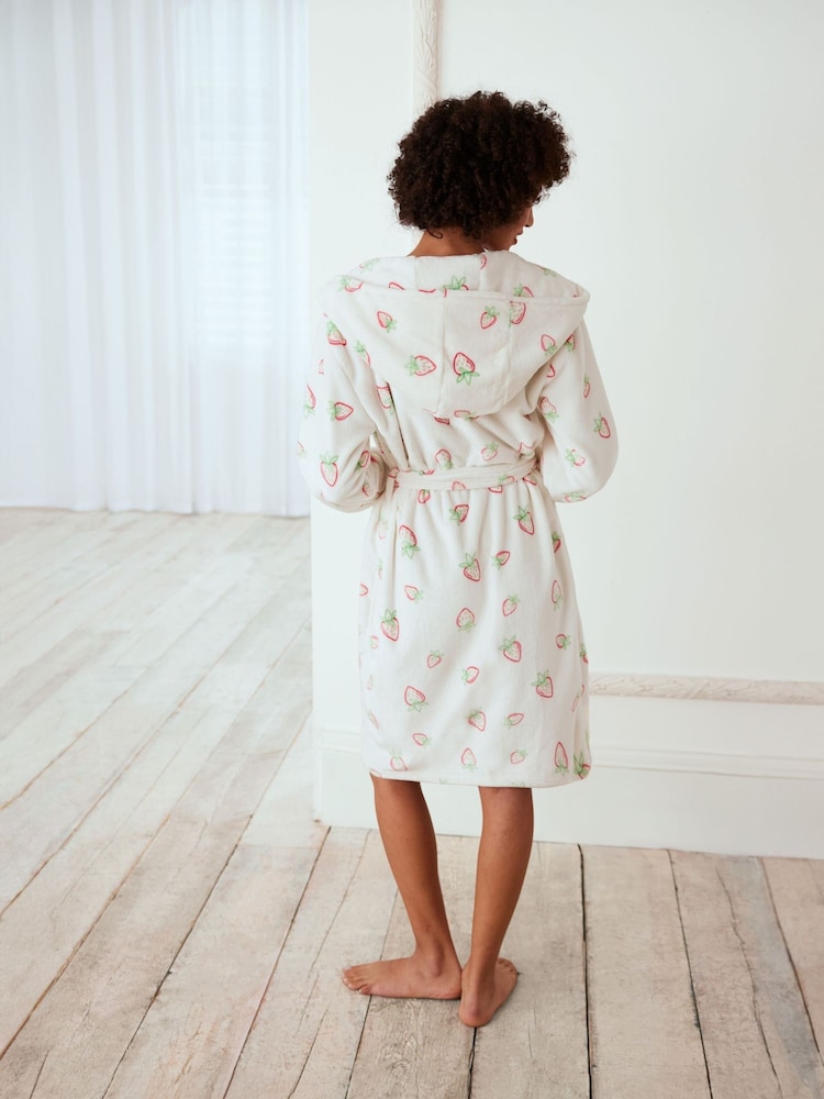 Chelsea Peers Fleece Strawberry Print Dressing Gown - Image 3 of 5